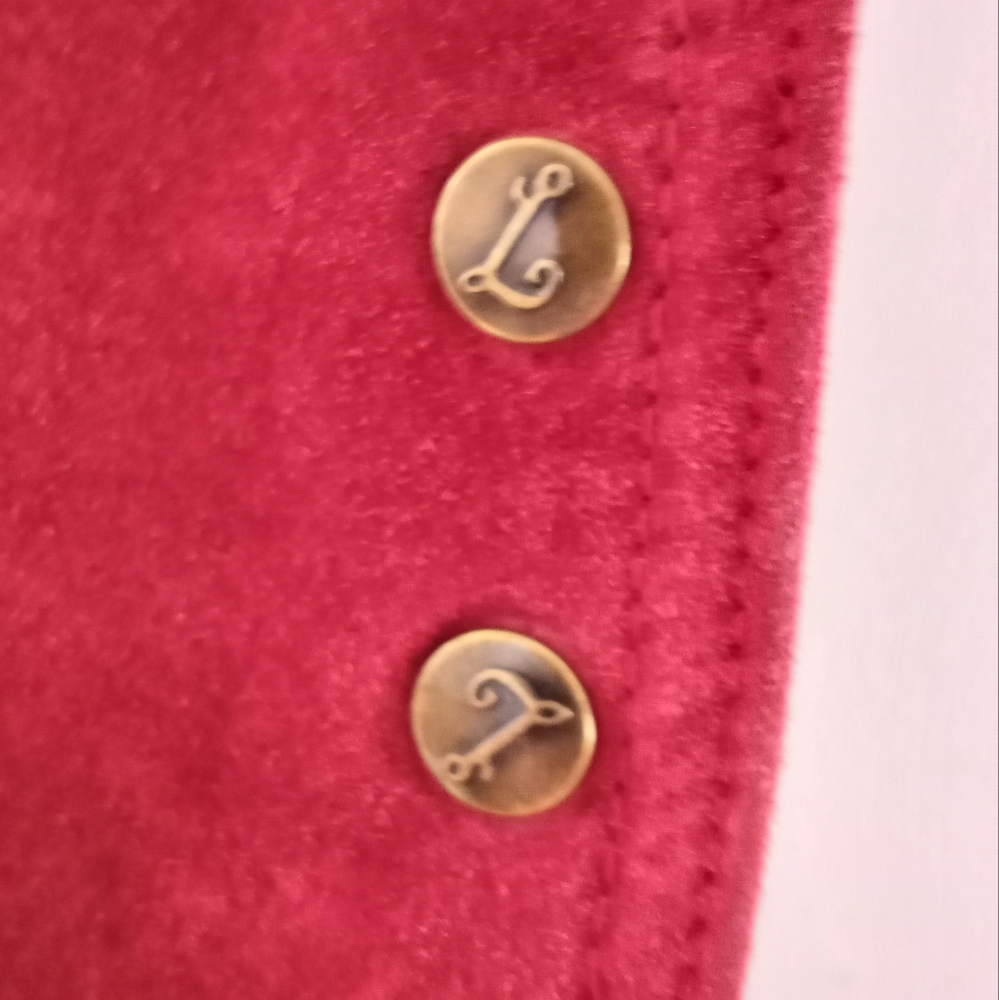 Live A Little Vintage 90's Jacket Top Red Raspberry Leather Button Down - Picture 13 of 15